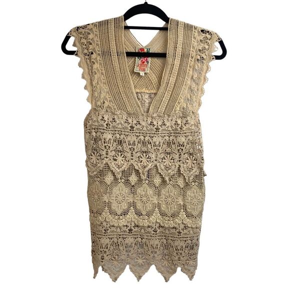 Johnny Was Tops - Johnny Was Boho Cream Lace Tiered Crochet Top Blouse Size Small